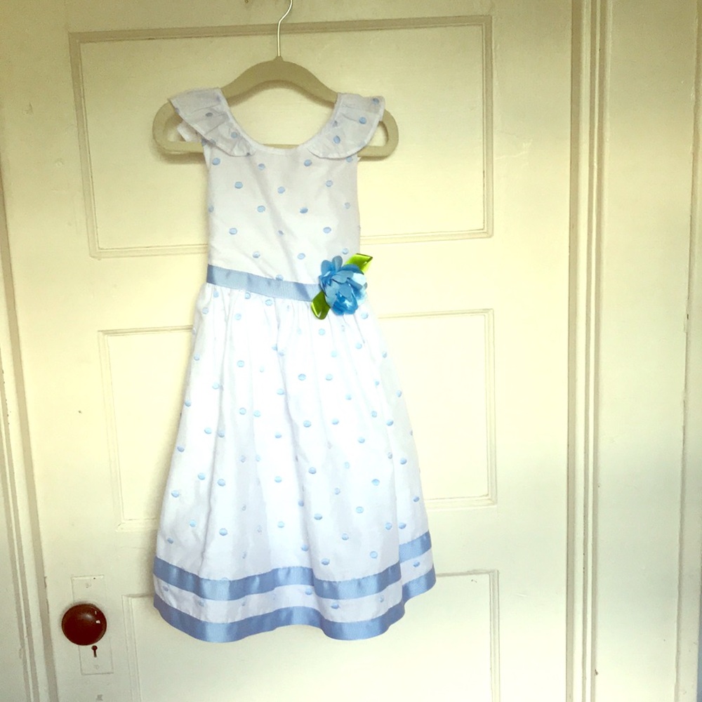 Sweet Heart Rose white & blue girls dress, size 5